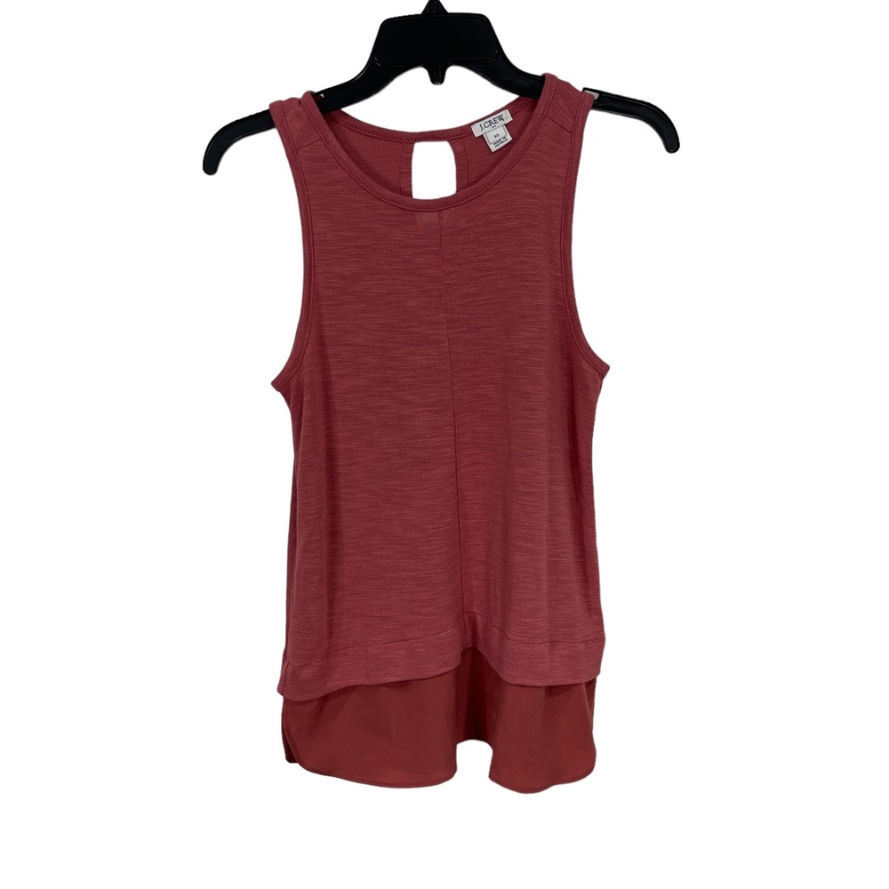 J crew women’s blouse size XS red sleeveless top Ruffle Hem